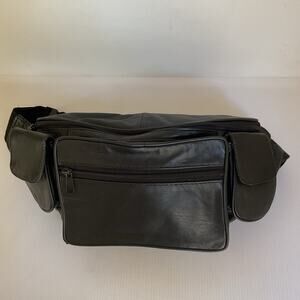 Vintage Genuine Leather Fanny Pack Black Waist Bag Festival Travel